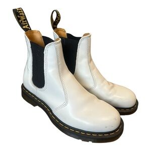 Dr. Martens White Leather Boots with Black Panels